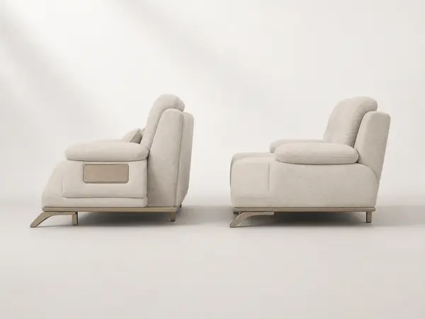 Stone grey sectional sofa pair – side profile view