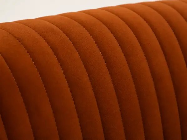 Rust ribbed velvet 3+2 sofa set – close-up of ribbed velvet texture