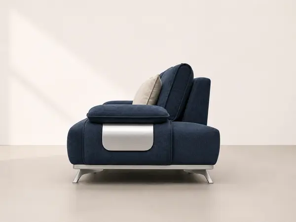 Navy denim 3+2 sofa set – side profile view