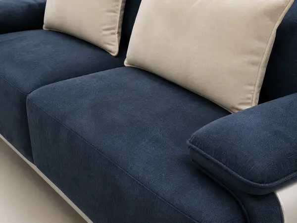 Navy denim 3+2 sofa set – close-up of denim-textured fabric