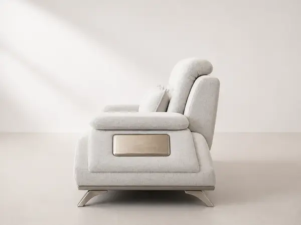 Light grey and silver 3+2 sofa set – side profile view