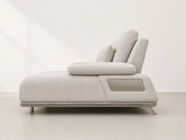 Oatmeal boucle 3+2 sofa set – side profile view
