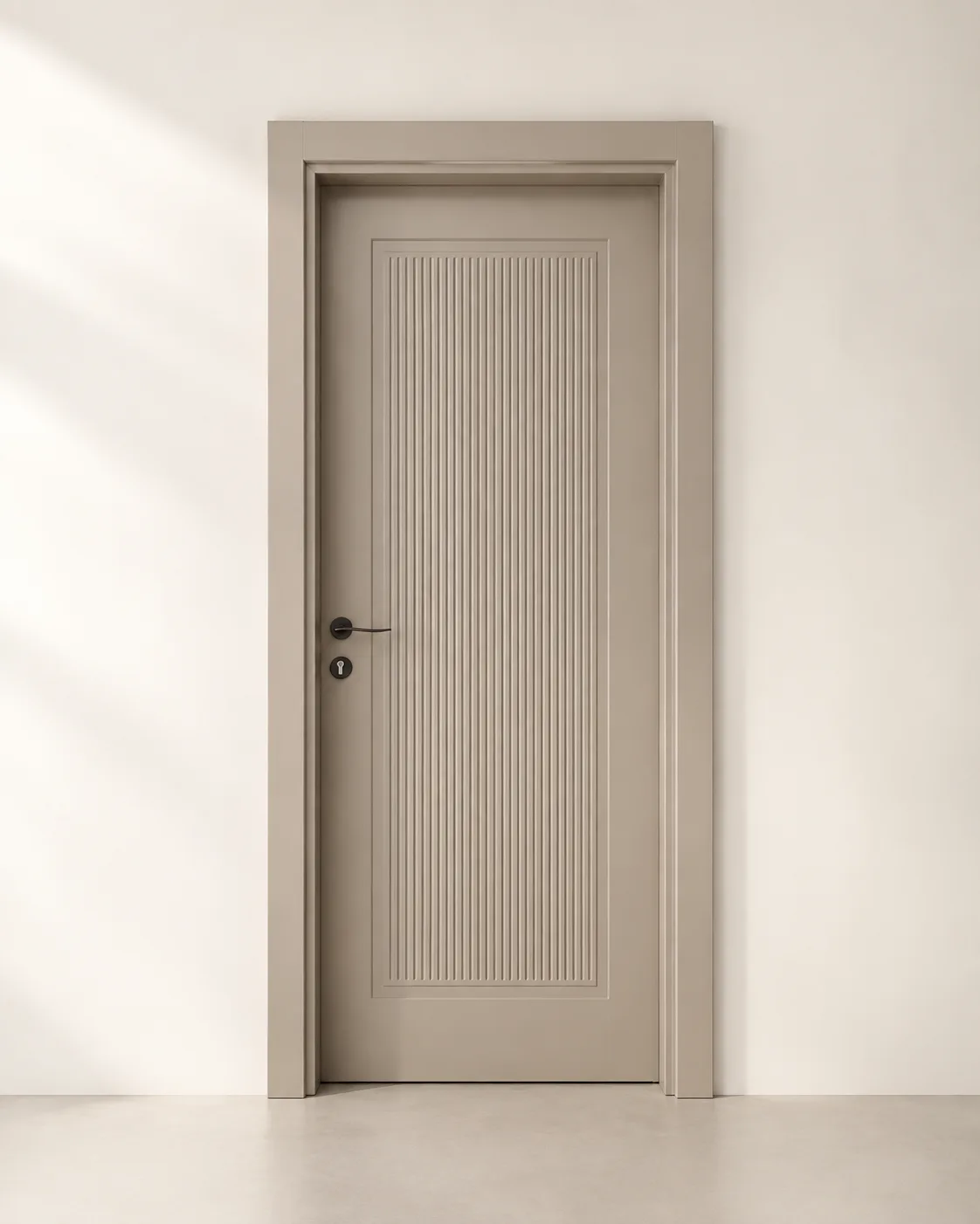 Taupe Door with Tall Fluted Panel by Modi Interiors Jaipur