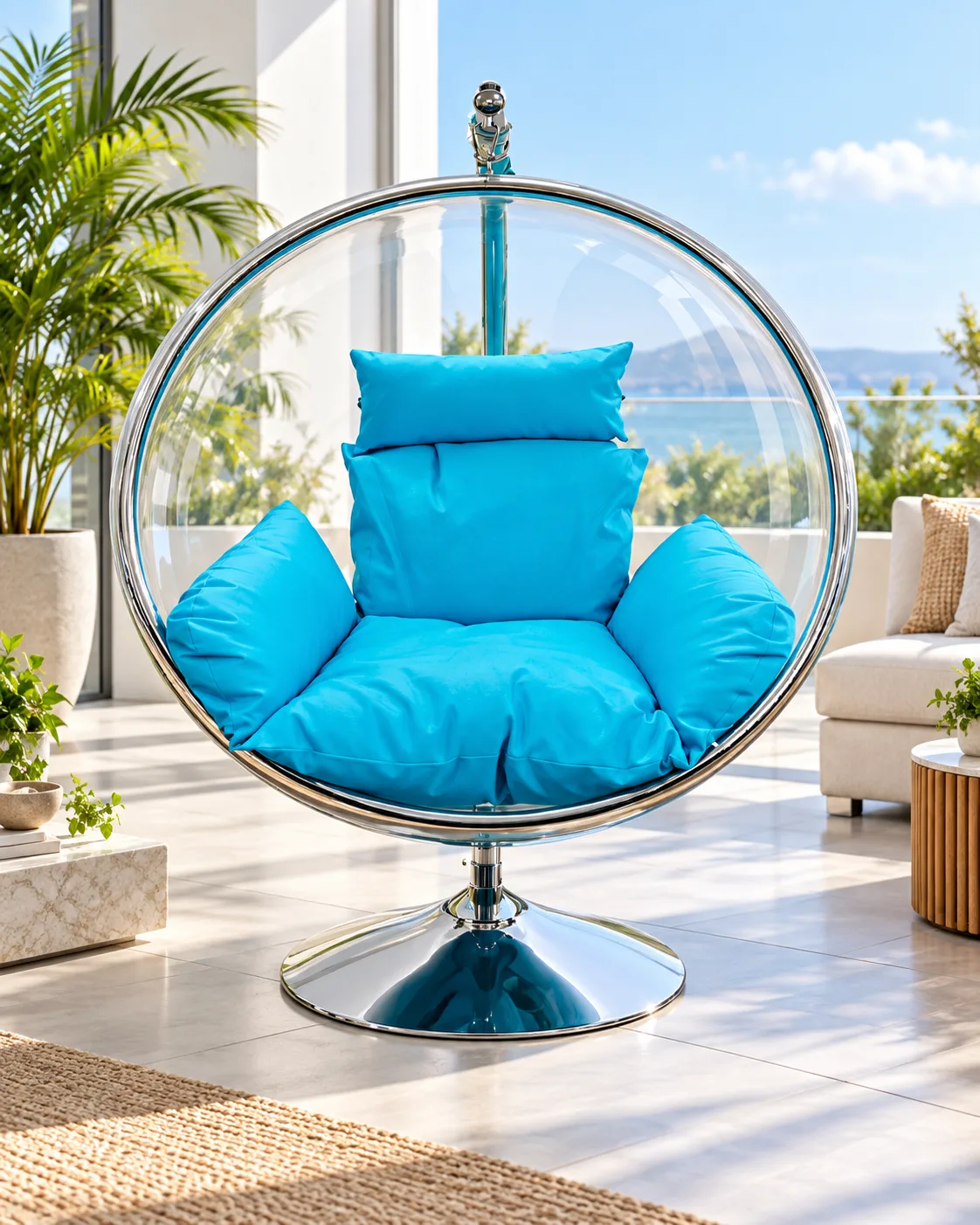 Silver Acrylic Outdoor Swing Chair