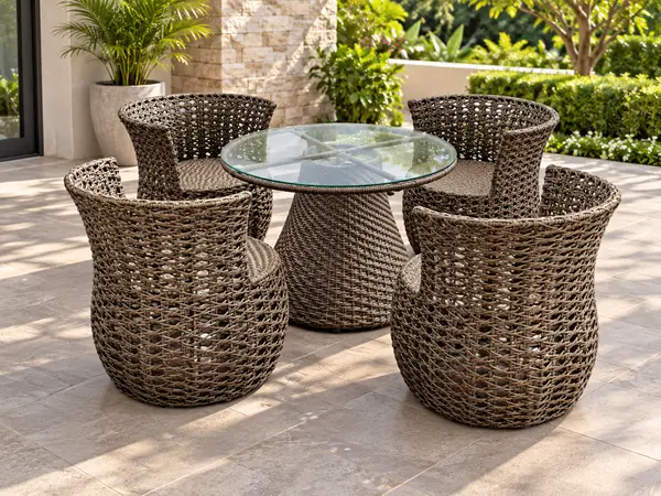 Round Wicker Outdoor Table Set — image 2
