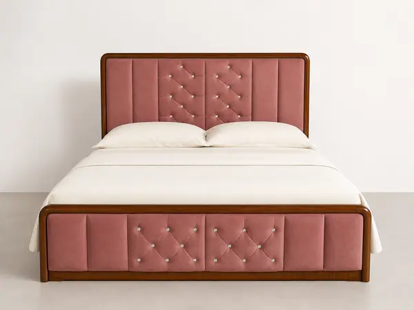Dusty Rose Diamond Tufted Bed — image 5