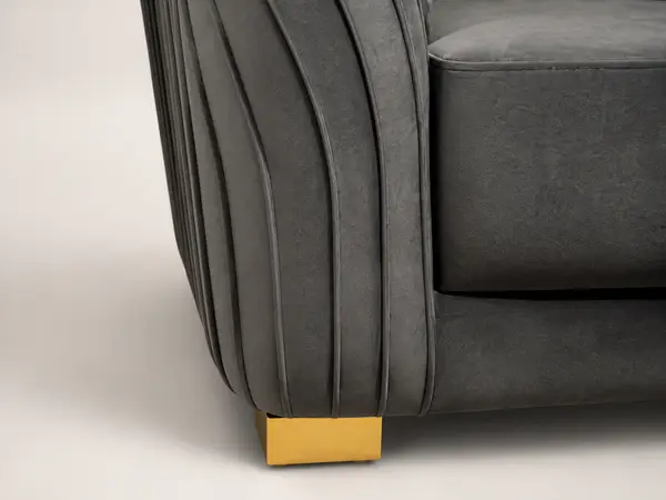Charcoal Velvet Pleated Arm Loveseat — image 9