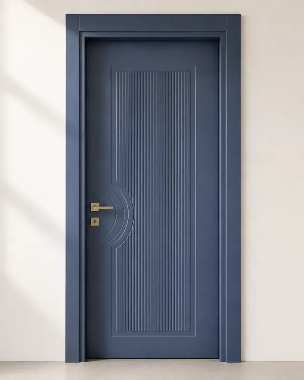 Blue Gray Fluted Door with Semicircular Detail | Modi Interiors Jaipur — image 1