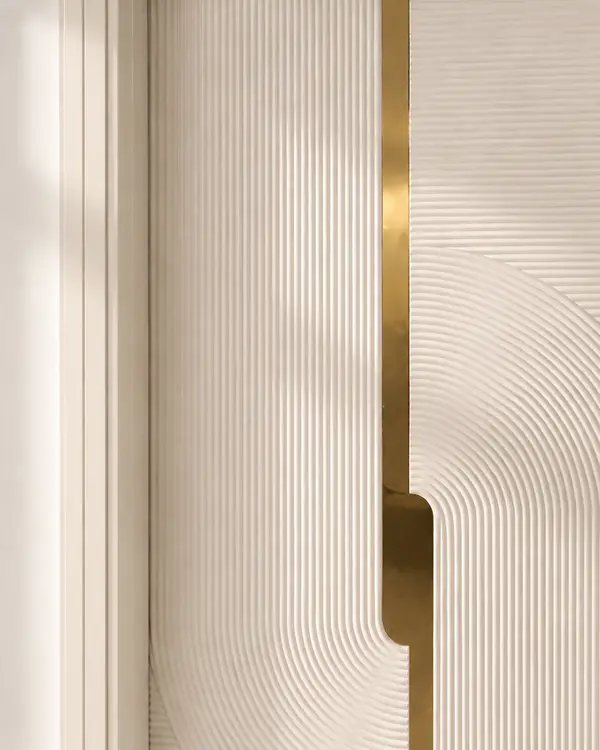 Ivory Curved Fluted Door with Gold Strip | Modi Interiors Jaipur — image 2