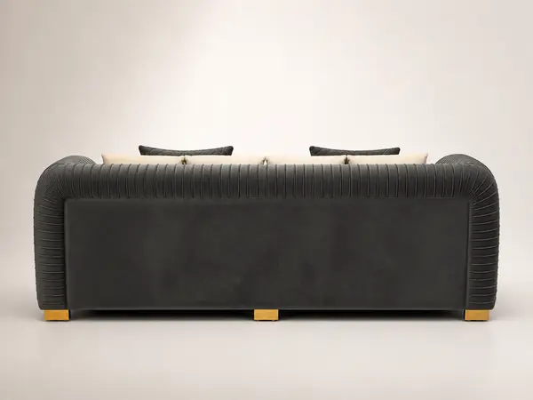 Charcoal Velvet Pleated Arm Loveseat — image 7