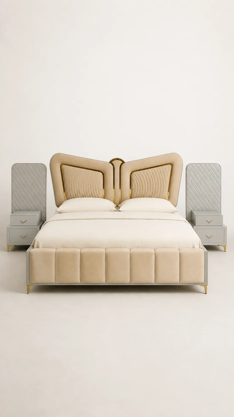 Beige Butterfly Split Channel Bed by Modi Interiors in Jagatpura Jaipur