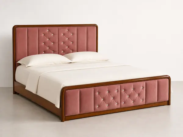 Dusty Rose Diamond Tufted Bed — image 2