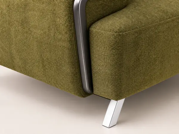Olive Green Textured Sofa Pair — image 6