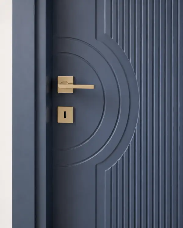 Blue Gray Fluted Door with Semicircular Detail | Modi Interiors Jaipur — image 2