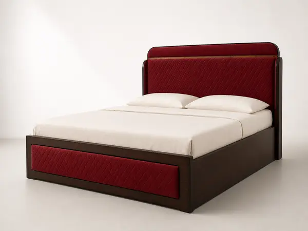 Burgundy Diamond Quilted Bed — image 2