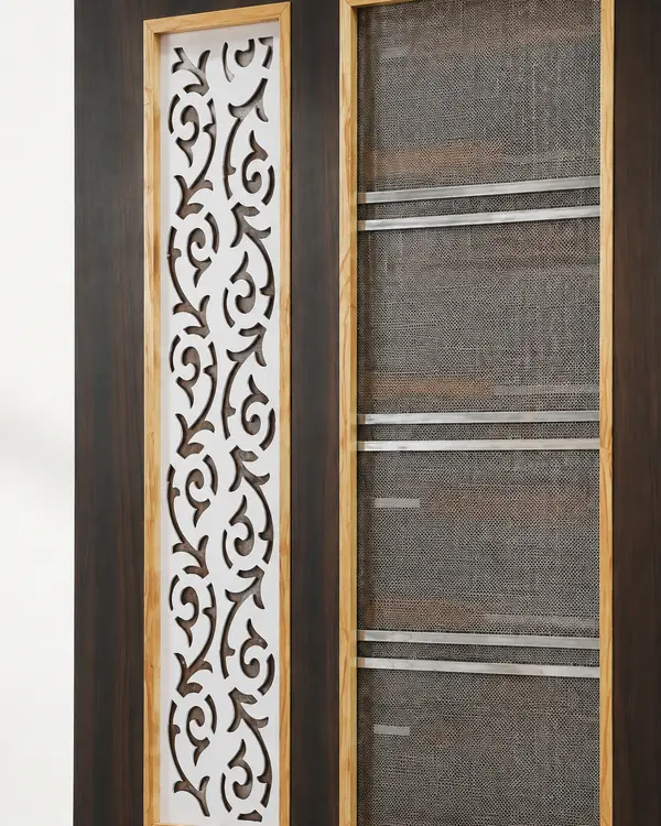 Dark Wood Jali Door with Gold Borders | Modi Interiors Jaipur — image 2