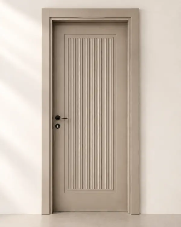 Taupe Door with Tall Fluted Panel | Modi Interiors Jaipur — image 1