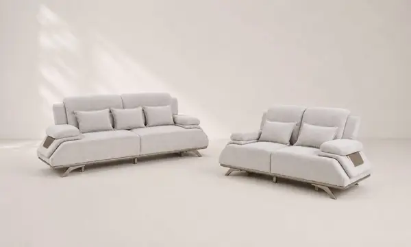 Oatmeal Boucle Sofa Pair — image 11