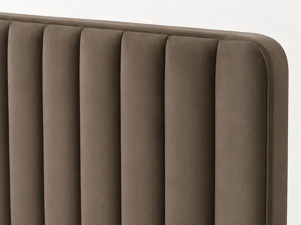 Taupe Vertical Channel Tufted Bed — image 3