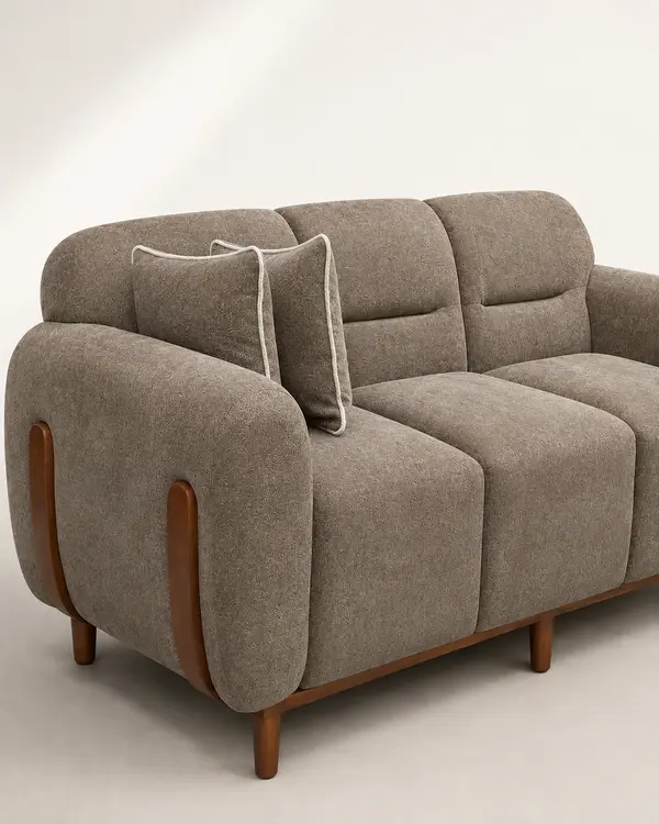 Taupe Channel Back Loveseat — image 1