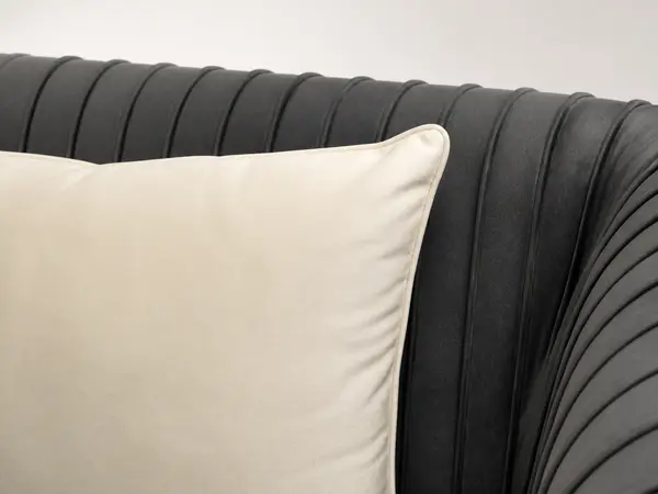 Charcoal Velvet Pleated Arm Loveseat — image 1