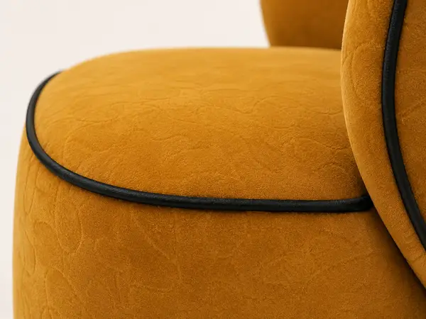 Grey Woven Sofa Set with Mustard Chairs — image 8