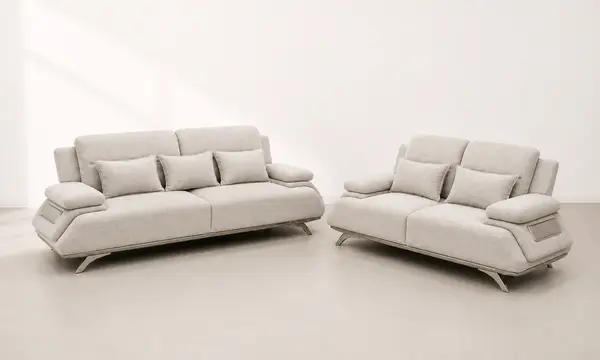 Oatmeal Boucle Sofa Pair — image 9