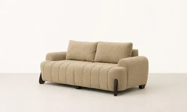 Beige Channel Tufted Sofa — image 2