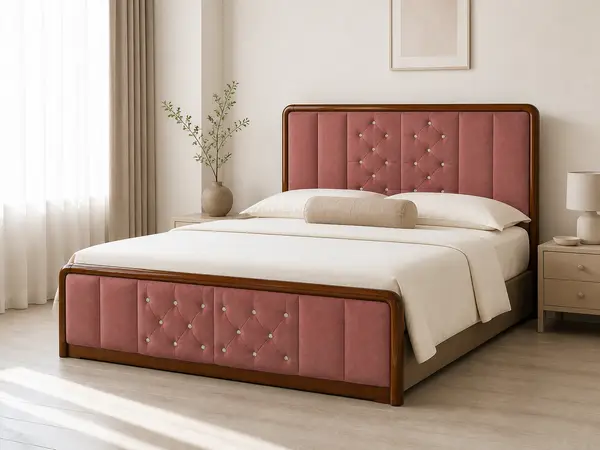 Dusty Rose Diamond Tufted Bed — image 4