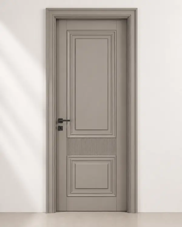 Greige Molded Door with Fluted Middle Band | Modi Interiors Jaipur — image 1